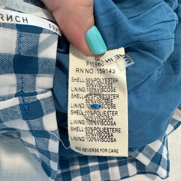 FRNCH Paris Women's Tie Waist Plaid Blue Gingham Shorts Size Small Pockets - Picture 5 of 5
